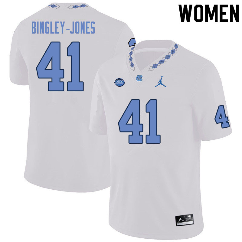 Women #41 Kedrick Bingley-Jones North Carolina Tar Heels College Football Jerseys Sale-White